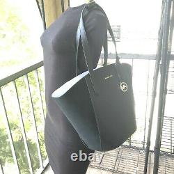 Michael Kors Women Large Leather Suede Shoulder Tote Bag Handbag Purse Black MK