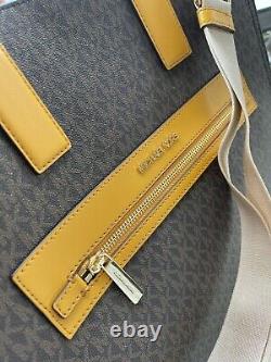 Michael Kors Women Large PVC Leather Shoulder bag Handbag Tote Crossbody Brown