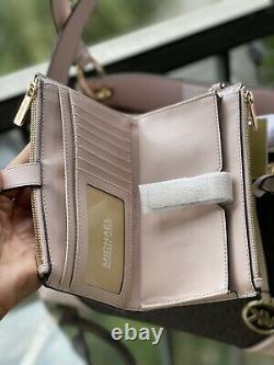 Michael Kors Women Large Pvc Leather Shoulder Tote Bag Handbag Brown Bag+wallet