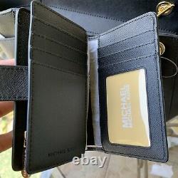 Michael Kors Women Leather Black Shoulder Tote Bag Handbag Purse + Bifold Wallet