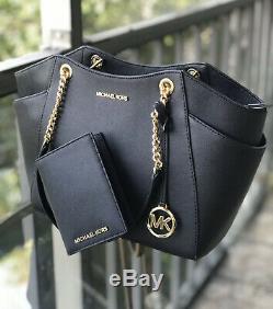 Michael Kors Women Leather Shoulder Tote Handbag Purse Satchel +Passport Wallet