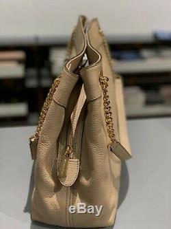 Michael Kors Women's Jet Set Large Leather Shoulder Tote Handbag Purse Beige
