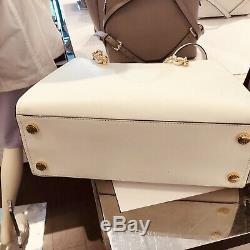 Michael Kors Womens Leather Large Shoulder Tote Bag Handbag Purse White Gold MK