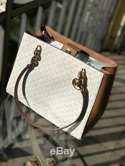 Michael Kors Womens Medium Large Shoulder Tote Vanilla Bag Handbag + id Wallet