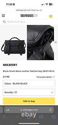 Mulberry Oversized Alexa Bag Black/Black Leather Satchel Heavy Grain 28x31x9cm