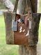 Myra Bag Distressed Leather & Hairon Cowhide Western Tote New