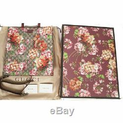NEW $1450 GUCCI Pink Floral BLOOMS GG Supreme Canvas LARGE Tote Travel BAG & BOX