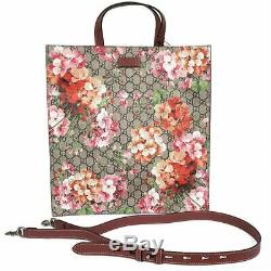 NEW $1450 GUCCI Pink Floral BLOOMS GG Supreme Canvas LARGE Tote Travel BAG & BOX