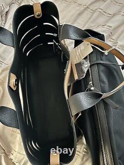 NEW A. BELLUCCI ITALY BLACK BROWN ITALIAN LEATHER CUTOUT TOTE with REMOVABLE BAG