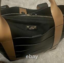 NEW A. BELLUCCI ITALY BLACK BROWN ITALIAN LEATHER CUTOUT TOTE with REMOVABLE BAG