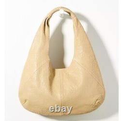 NEW Anthropologie Pebbled Leather Slouchy Shoulder Bag Beige Tan
