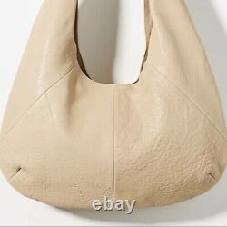 NEW Anthropologie Pebbled Leather Slouchy Shoulder Bag Beige Tan