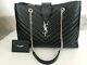 New Black Leather Yves Saint Laurent Ysl Purse Tote