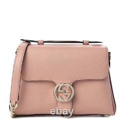 NEW GUCCI Dollar Calfskin Interlocking GG LARGE Leather Shoulder Bag Soft Pink