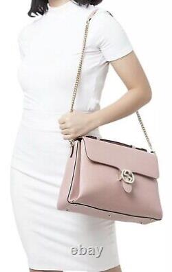 NEW GUCCI Dollar Calfskin Interlocking GG LARGE Leather Shoulder Bag Soft Pink