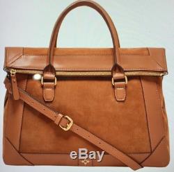 NEW India Hicks Saddle Bag Computer Bag Cognac Leather Suede Briefcase Workwear