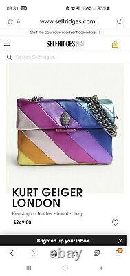 NEW! Kurt Geiger Metallic Leather Rainbow Large Kensington Bag RRP £269