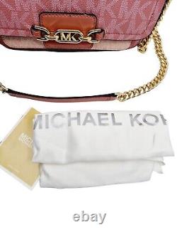 NEW Michael Kors Smokey Rose Heather Large Flap Over Crossbody Gold Chain Bag
