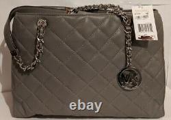 NEW Michael Kors Susannah Large Quilted Leather Tote Handbag Steel Grey