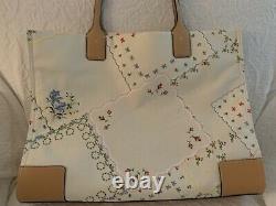 NEW TORY BURCH Ella Large Canvas Floral Tote #AFTERNOON TEA 70501 Authentic