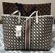 New Tory Burch Geo Logo Large Shopping Tote Bag Ivory/brown/navy