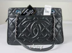 NIB Chanel Black Quilted Caviar Leather Timeless CC Soft Large Shopping Tote