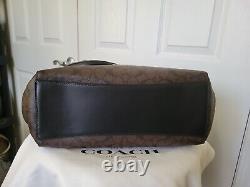 NWOT Coach Hallie Shoulder Bag In Signature Canvas Brown / Black F80298
