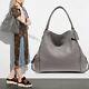 Nwtcoach 32988 Edie 42 Large Rivet Mix Leather Suede Shoulder Bag Heather Grey