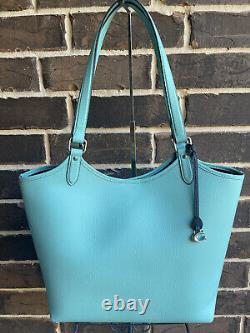 NWT $295 Coach C6337 Pebble Leather Day Tote Faded Blue Removable Zip Pouch