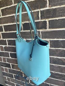 NWT $295 Coach C6337 Pebble Leather Day Tote Faded Blue Removable Zip Pouch