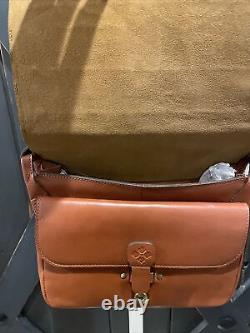 NWT $299 Patricia Nash New Round Chain Link Tan/Gold Leather Crossbody Handbag