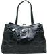 Nwt $398 Coach Signature Stitch Patent Leather Carryall Black Shoulder Bag New