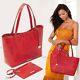 Nwt Brahmin Athena Candy Apple Red Melbourne Embossed Leather Tote + Pouch