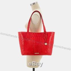 NWT Brahmin Athena Candy Apple Red MELBOURNE Embossed Leather Tote + Pouch