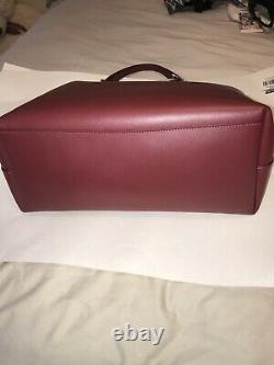 NWT COACH Deep Red Smooth Leather Signature Chain Central Tote Purse Bag 78218