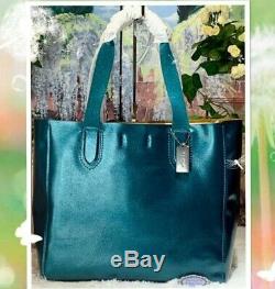 NWT COACH F59388 DERBY LARGE Tote Shoulder Bag In Metallic DARK TEAL Leather