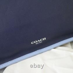 NWT COACH Legacy Leather Navy Blue Laptop Magazine Tote Shoulder Bag NEW