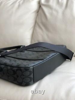 NWT COACH Men's Signature PVC Slim Business Briefcase F54803 CHARCOAL/BLACK $495