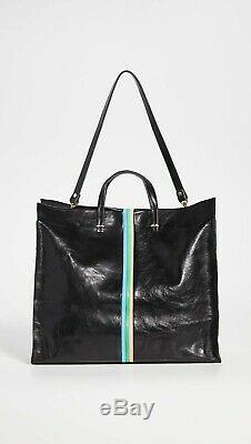NWT Clare V Vivier Simple Tote Black Rustic/Pale Pink/Parrot $555
