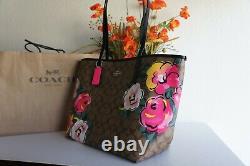 NWT Coach C5785 City Tote In Signature Canvas With Vintage Rose Print $378