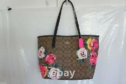 NWT Coach C5785 City Tote In Signature Canvas With Vintage Rose Print $378