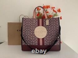 NWT Coach C8418 Dempsey Tote 40 Signature Jacquard & Leather with Stripe & Patch
