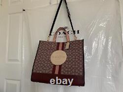 NWT Coach C8418 Dempsey Tote 40 Signature Jacquard & Leather with Stripe & Patch