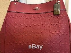NWT Coach F49336 Signature Leather Lexy Tote Silver Chain Strawberry Pink $498