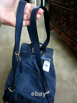 NWT Coach F58814 Nylon Turnlock Backpack Bookbag Travel Midnight Blue New $350