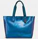 Nwt Coach F59388 Metallic Large Derby Tote Blue Hologram Leather $350 Retail