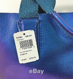NWT Coach F59388 Metallic Large Derby Tote Blue Hologram Leather $350 Retail