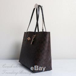 NWT Coach F76636 Town Tote Shoulder Bag in Signature Canvas Brown Black