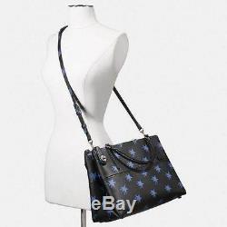 NWT Coach Star Borough Shoulder Handbag Black/Blue F 35875 $550