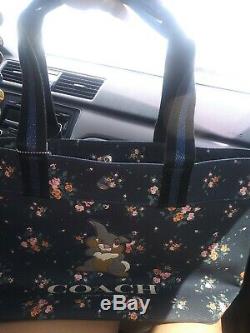 NWT Disney X Coach Tote Bag With Rose Bouquet Print Bambi-Thumper